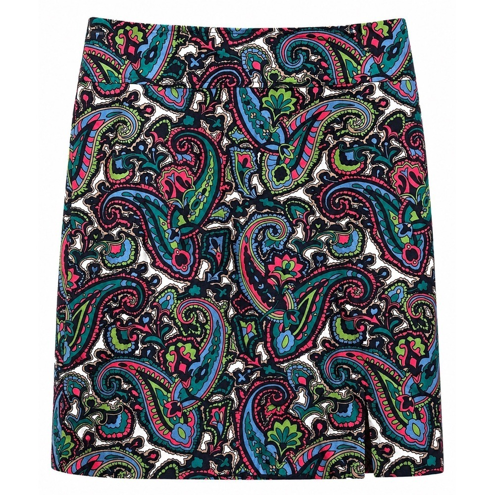 Talbots Paisley Skirt Size 12 Black Pink Blue Lined Career brunch Classic Cotton